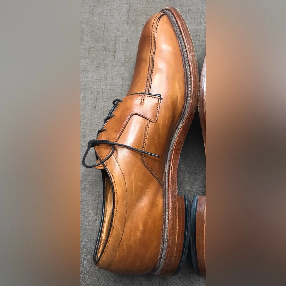 Allen Edmonds Hillcrest Men's Derby Shoes Tan Brown Leather Size 14D Made in USA